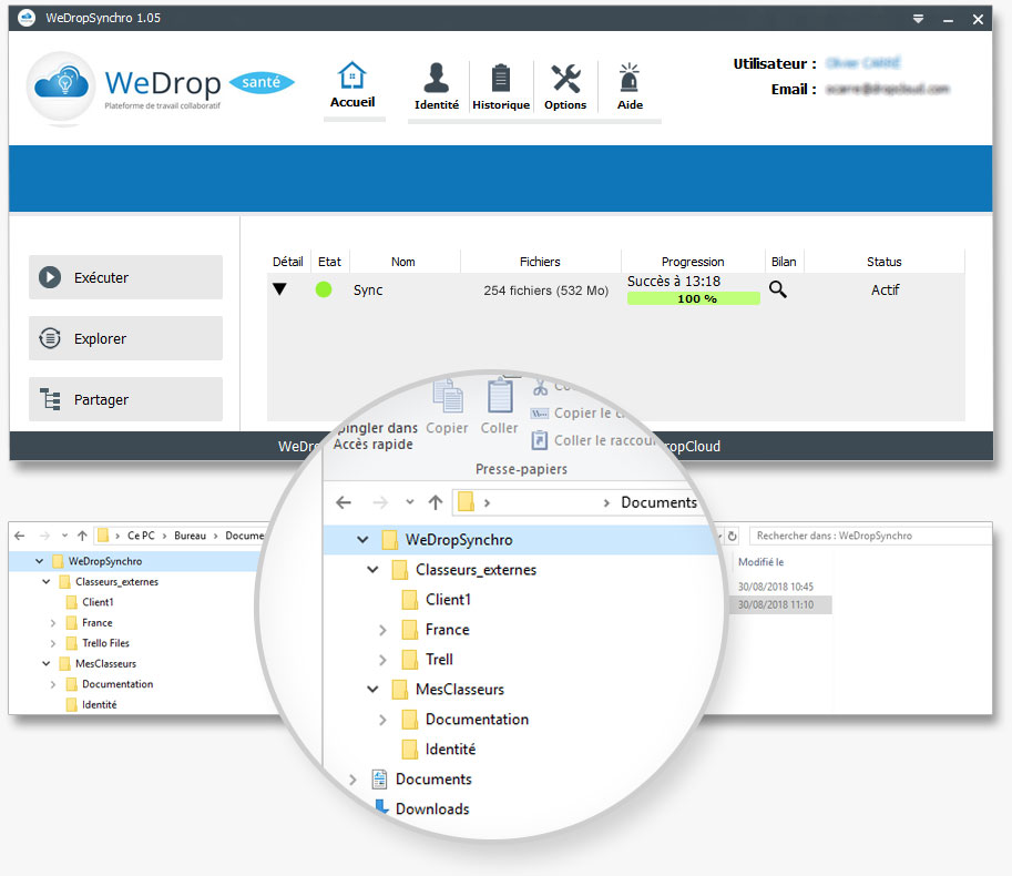 Logiciel WeDrop Synchro Santé